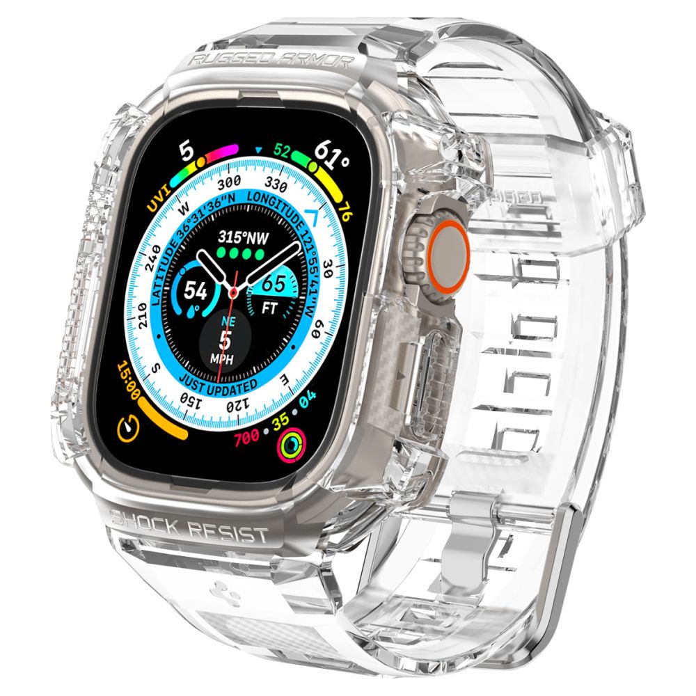 Spigen Rugged Armor Pro-etui med stropp til Apple Watch Ultra (49 mm) – gjennomsiktig