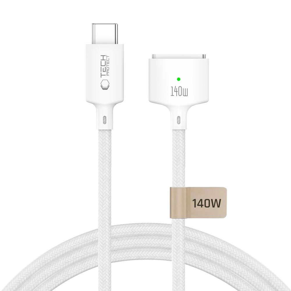 Tech-Protect MMC01 Ultraboost USB-C / MagSafe 3 140 W 300 cm kabel til MacBook – hvit