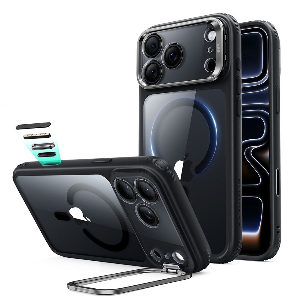 ESR Classic Hybrid-etui med støtteben og MagSafe for iPhone 18 Pro Max / 17 Pro Max – Klar svart