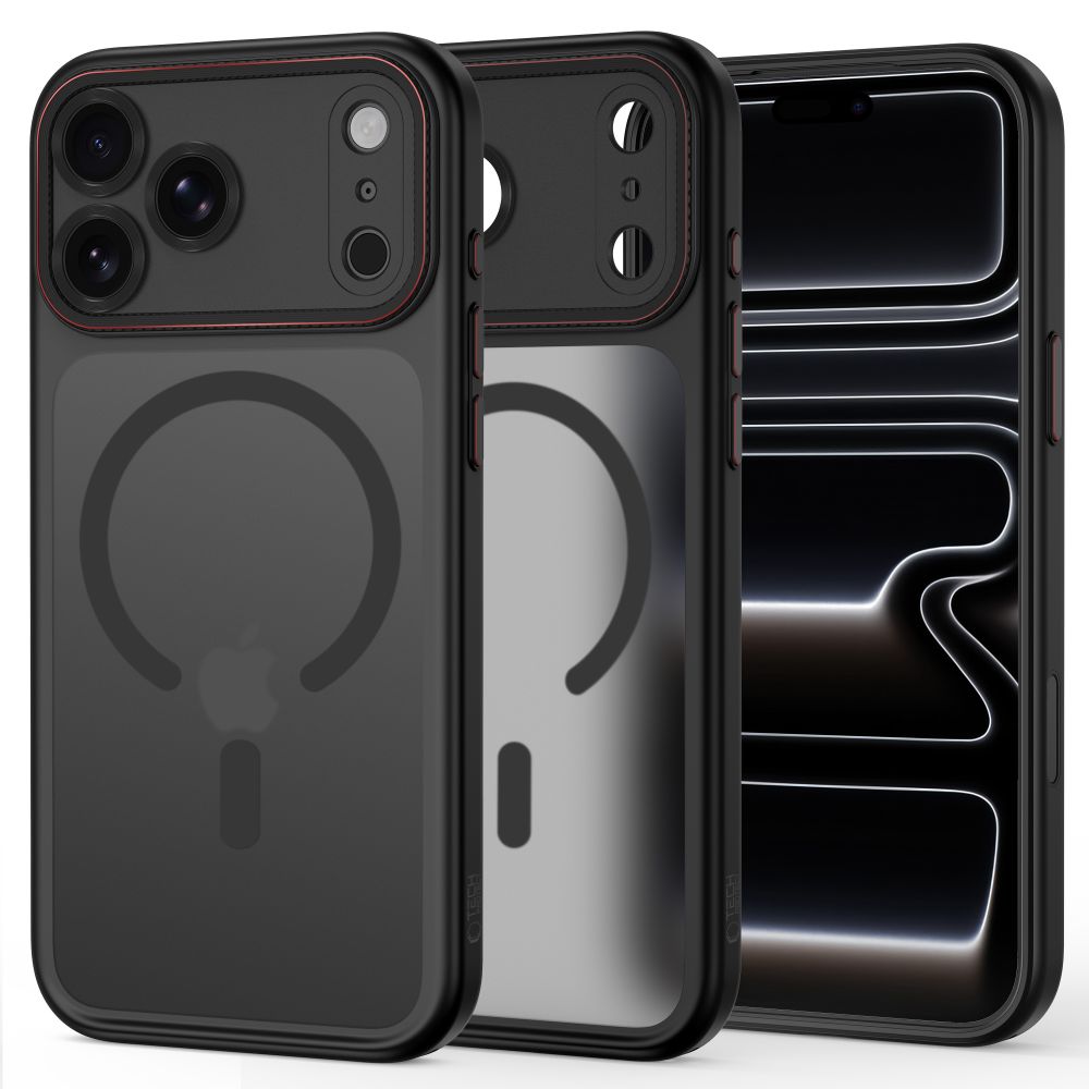 Tech-Protect MagCam MagSafe-etui til iPhone 18 Pro Max / 17 Pro Max – matt svart og rød