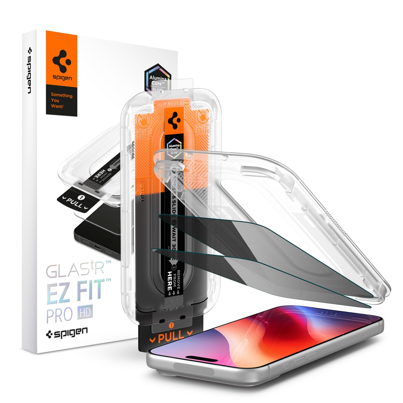Spigen Glas.tR EZ Fit Pro HD AC 2-pakk med personvernbeskyttende herdet glass til iPhone 18 Pro