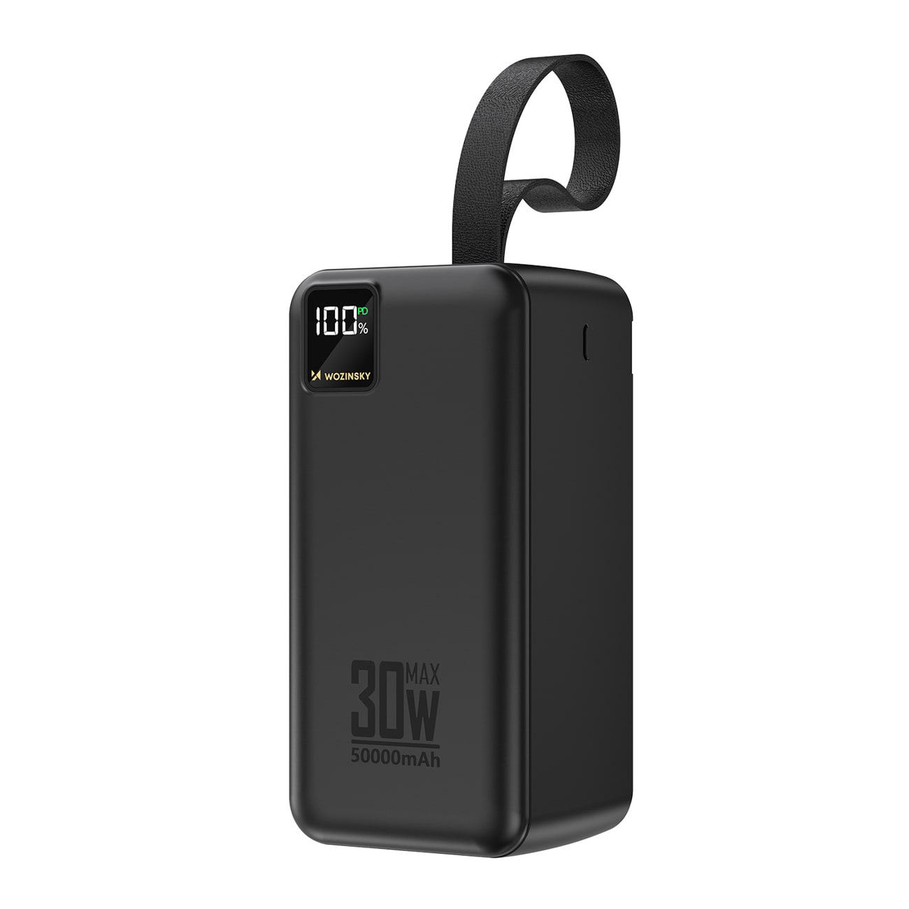 Powerbank Wozinsky W8-B 50 000 mAh, 30 W, 2 x USB-A, 2 x USB-C og USB-micro med lommelykt – svart