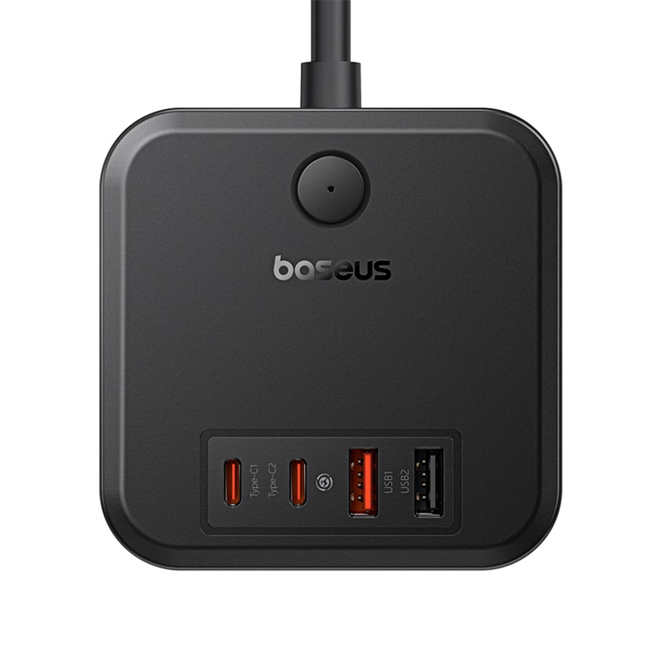 Baseus PowerCombo Cube 30 W stikkontaktblokk m/3 AC, 2 USB-A og 2 USB-C, 1,5 m – svart