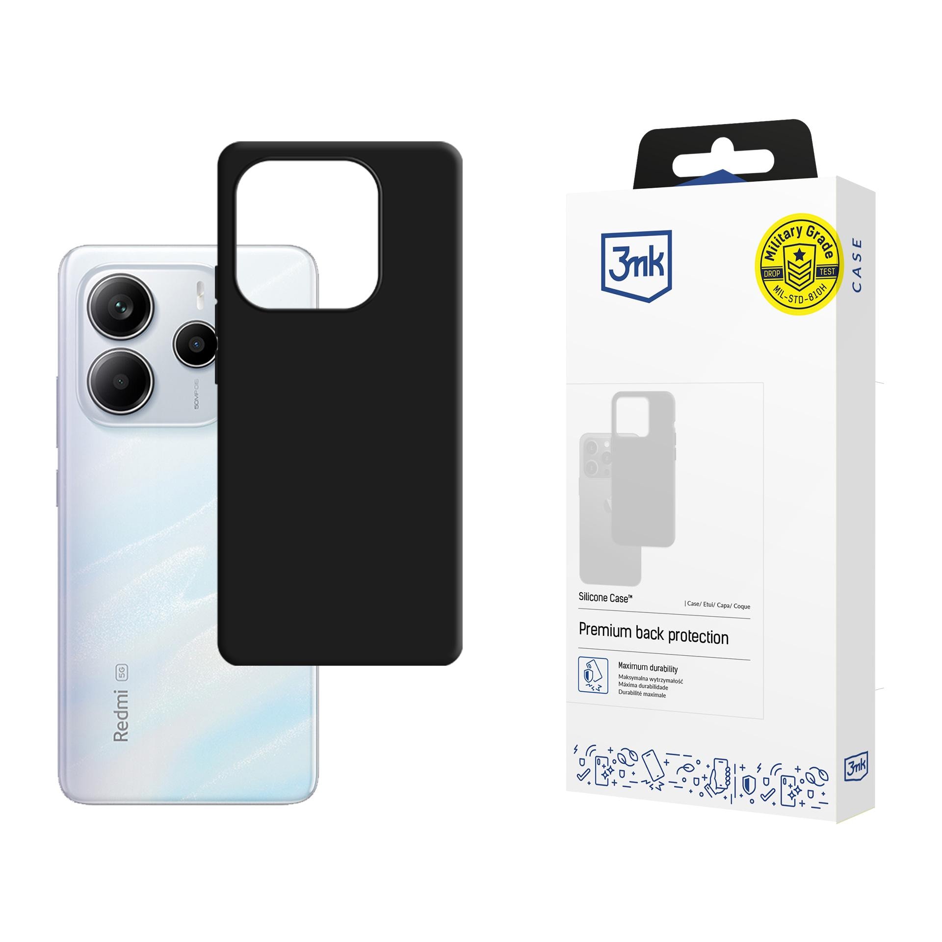 3mk silikonetui til Xiaomi Redmi Note 14 5G – svart