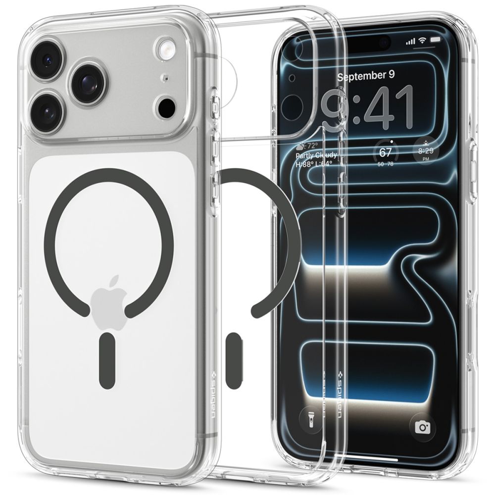Spigen Ultra Hybrid MagSafe-etui til iPhone 18 Pro Max / 17 Pro Max – Clear Graphite