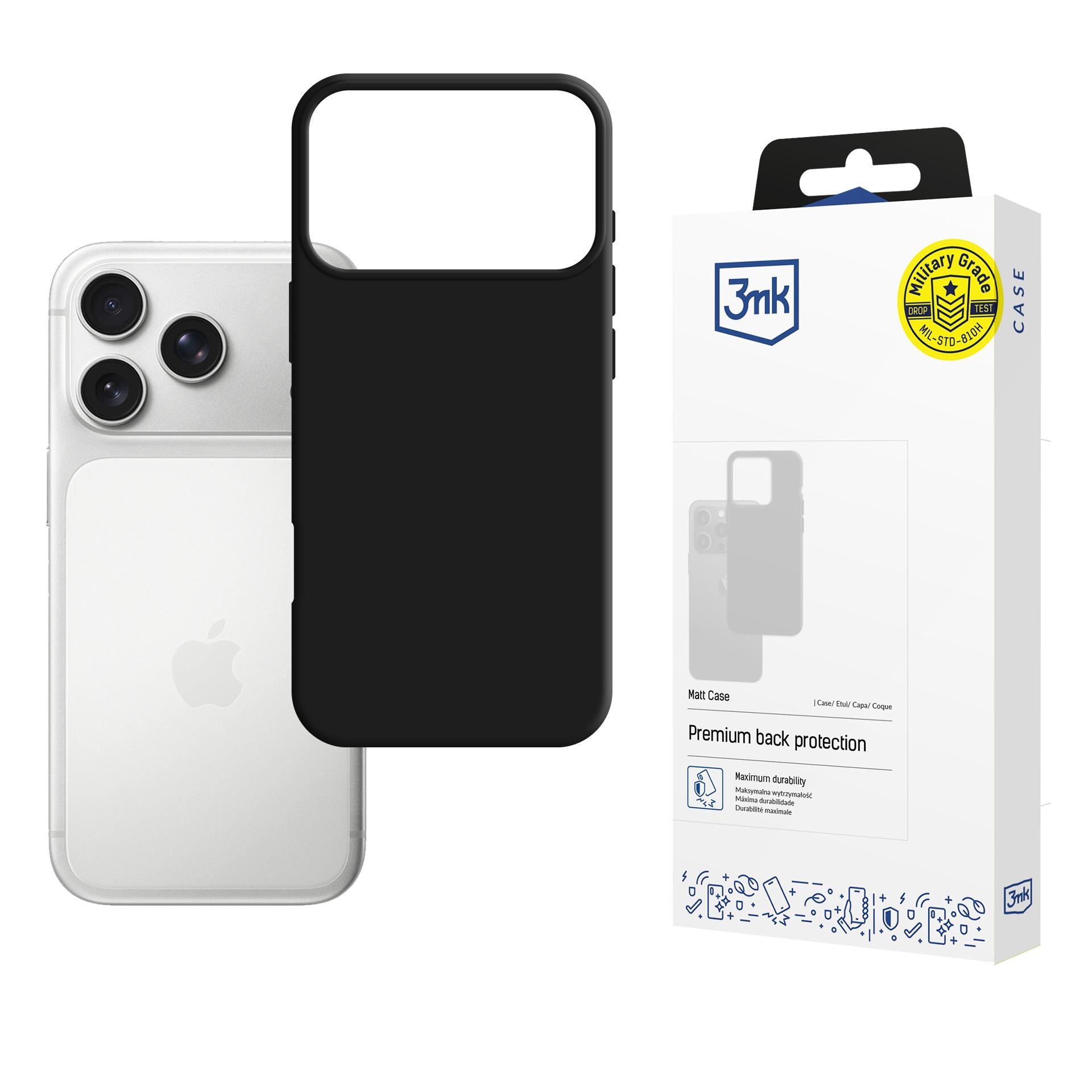 3mk matt deksel til Apple iPhone 17 Pro Max – matt svart