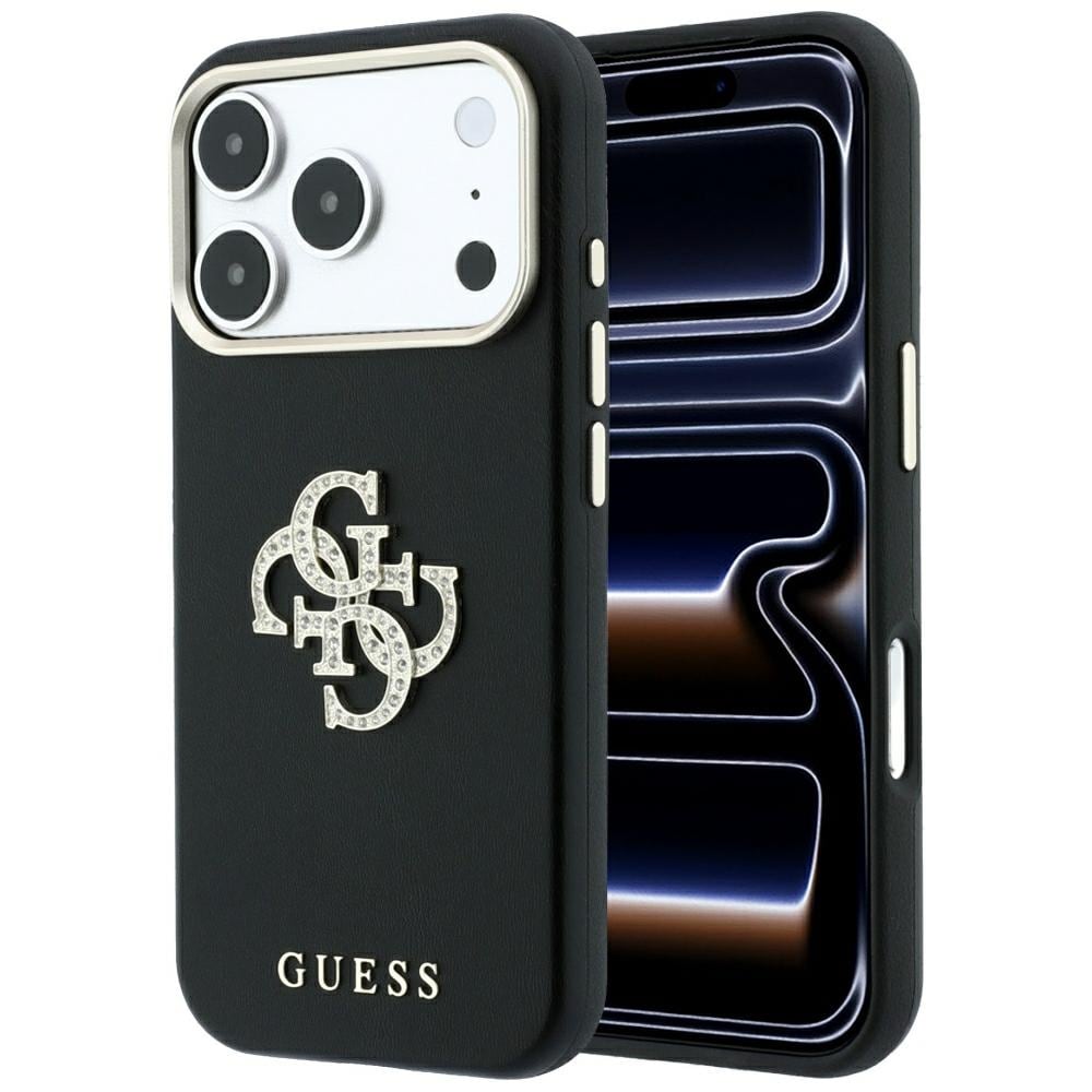 Guess Smooth & Big Strass Logo-etui til iPhone 18 Pro Max / 17 Pro Max – svart