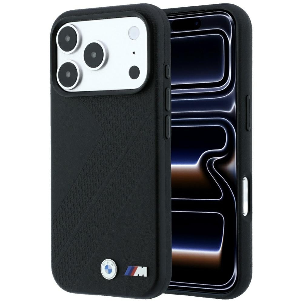 BMW M Tire Track Metal Logo MagSafe-etui til iPhone 17 Pro Max / 18 Pro Max – svart