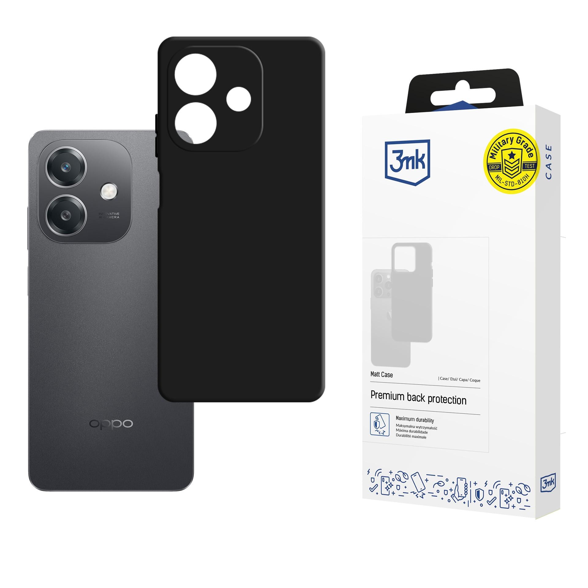 3mk matt deksel til Oppo A40 / A40M / A3 4G – matt svart