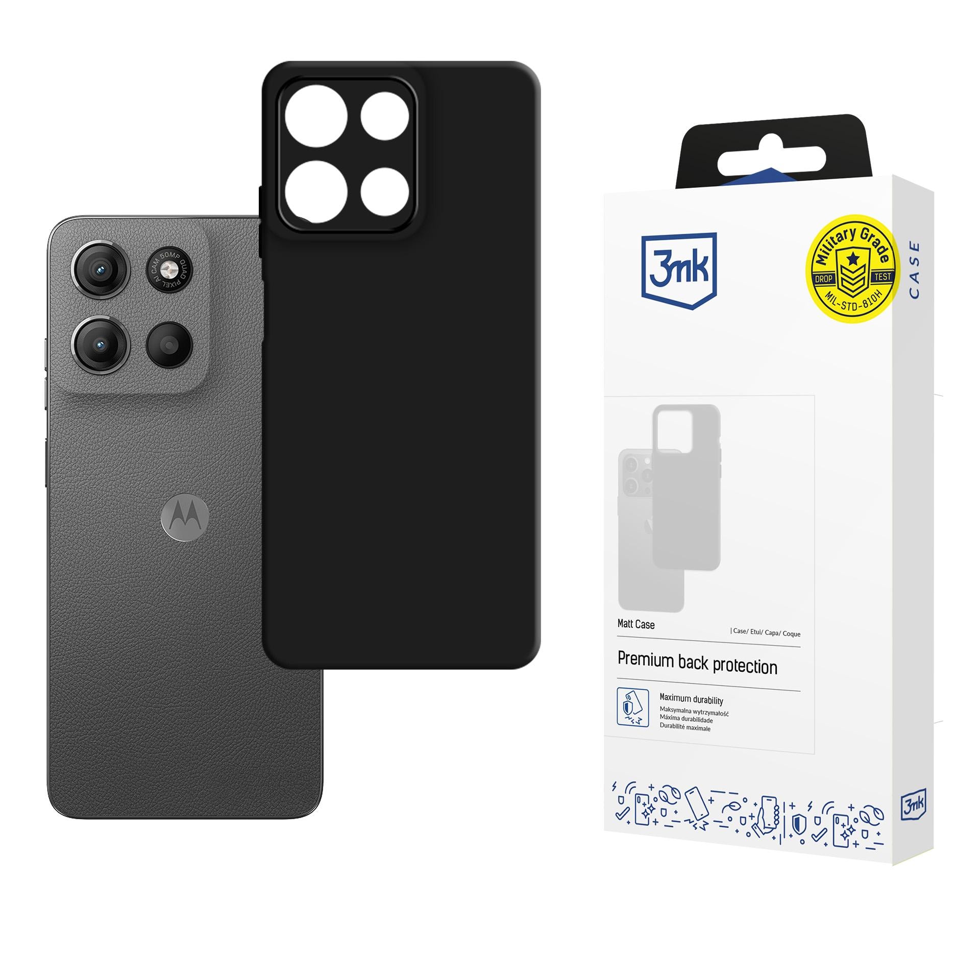 3mk matt etui til Motorola Moto G15 / G15 Power – matt svart