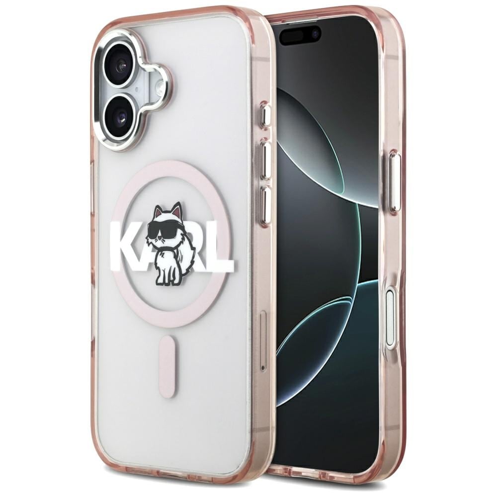 Karl Lagerfeld IML Choupette Sketch Logo MagSafe iPhone 17-etui – rosa