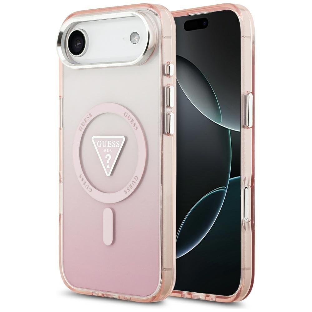 Guess IML-logo med gradient og trekant, MagSafe-etui til iPhone Air – rosa