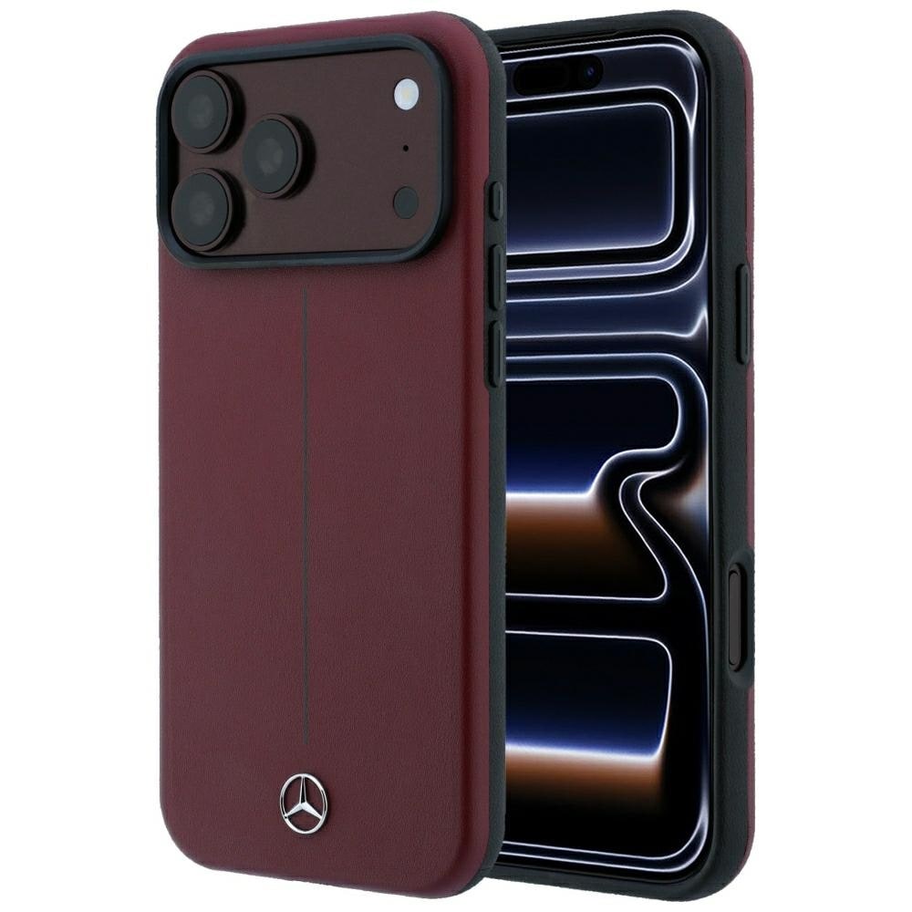 Mercedes Iconic Line semi-wrap skinnetui m/MagSafe til iPhone 18/17 Pro Max – burgunder