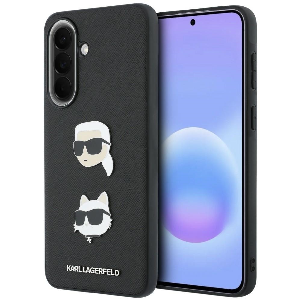 Karl Lagerfeld-etui med Karl og Choupette-hoder, pins og logo til Samsung Galaxy A57 5G – svart