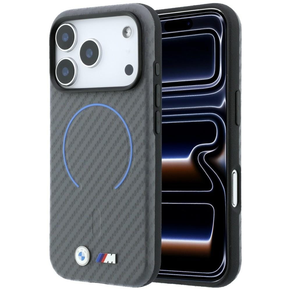 BMW M MagSafe-etui med karbonmønster for iPhone 18 Pro Max / 17 Pro Max – grå