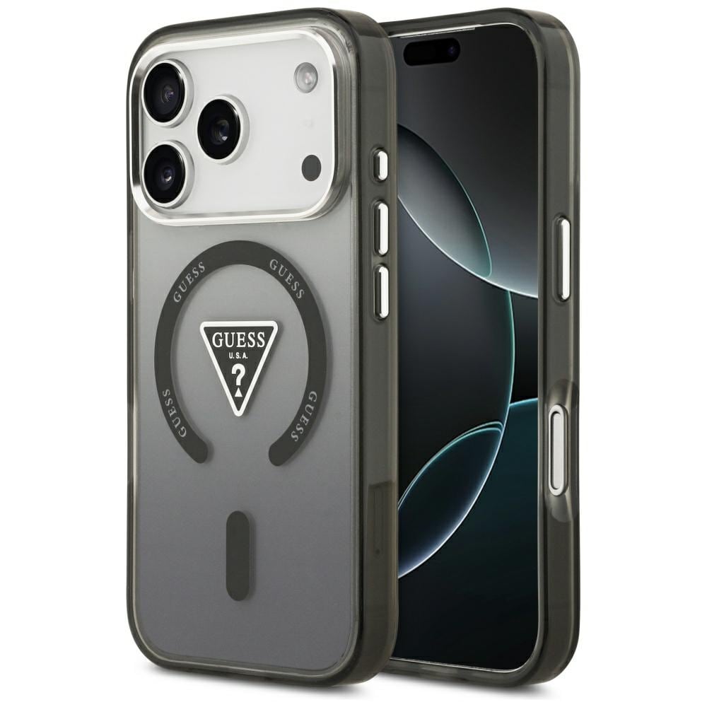 Guess IML-etui med gradient-trekantlogo og MagSafe-funksjon til iPhone 17 Pro – svart