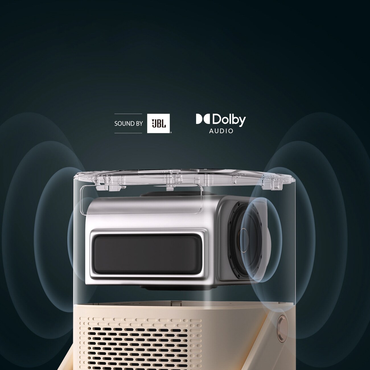 Yaber T2 Plus GTV 1080p 450 ANSI Google TV JBL Dolby Audio multimedieprojektor med batteri – beige