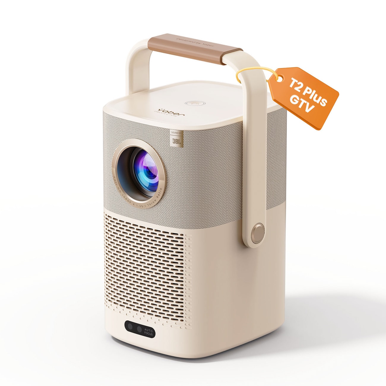 Yaber T2 Plus GTV 1080p 450 ANSI Google TV JBL Dolby Audio multimedieprojektor med batteri – beige