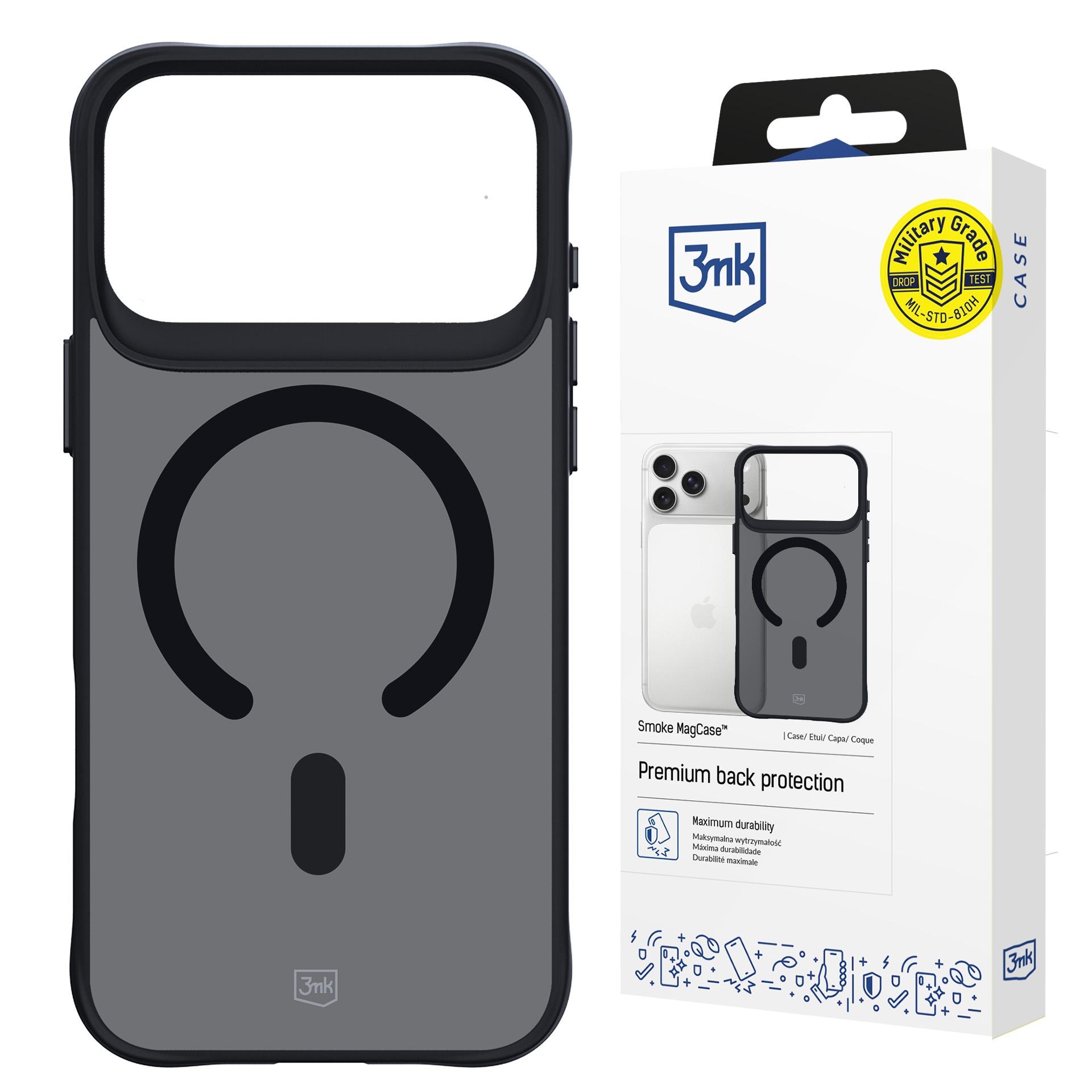 3mk Smoke MagCase til iPhone 17 Pro Max – svart, halvgjennomsiktig