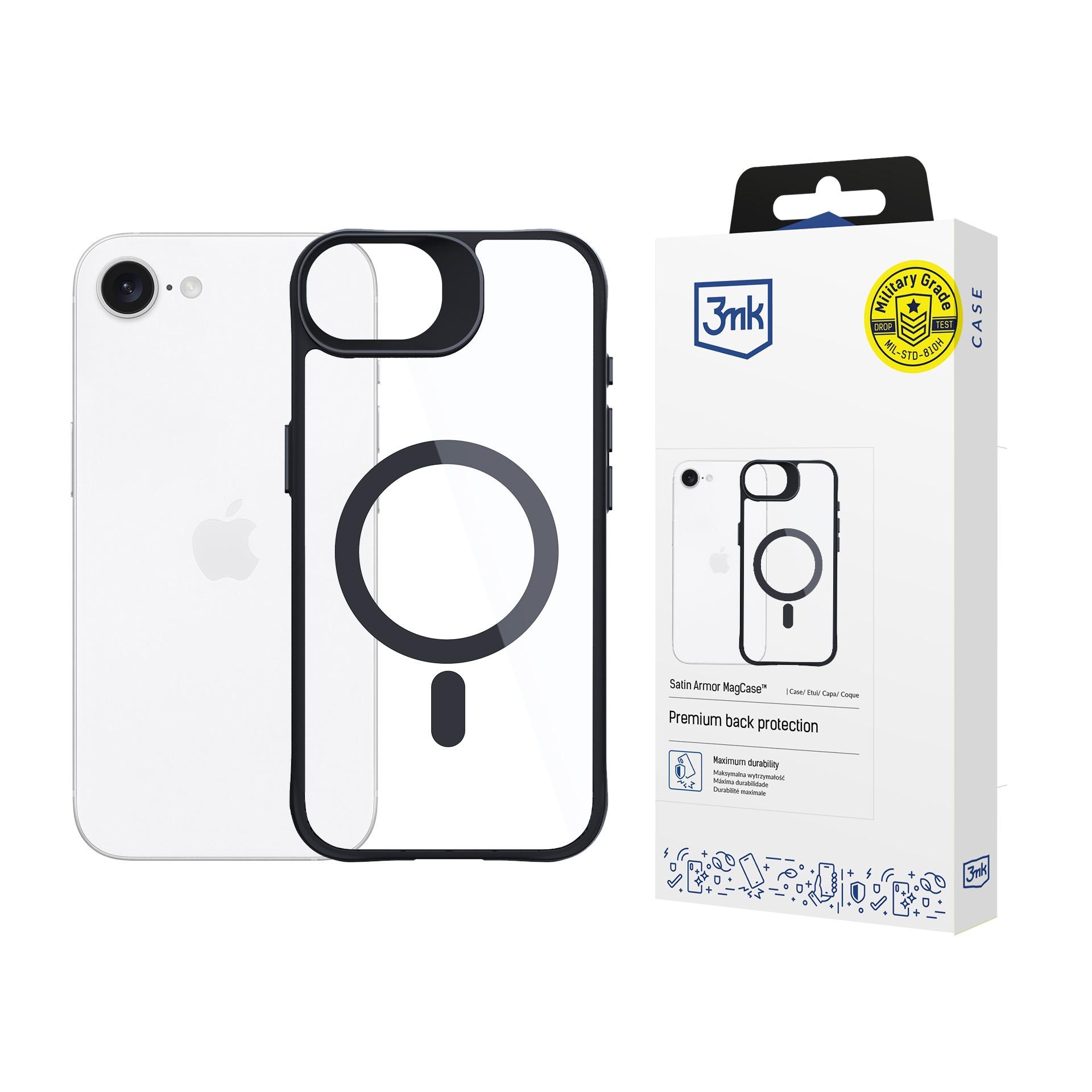 3mk Satin Armor MagCase til Apple iPhone 16e / SE 4 – Gjennomsiktig