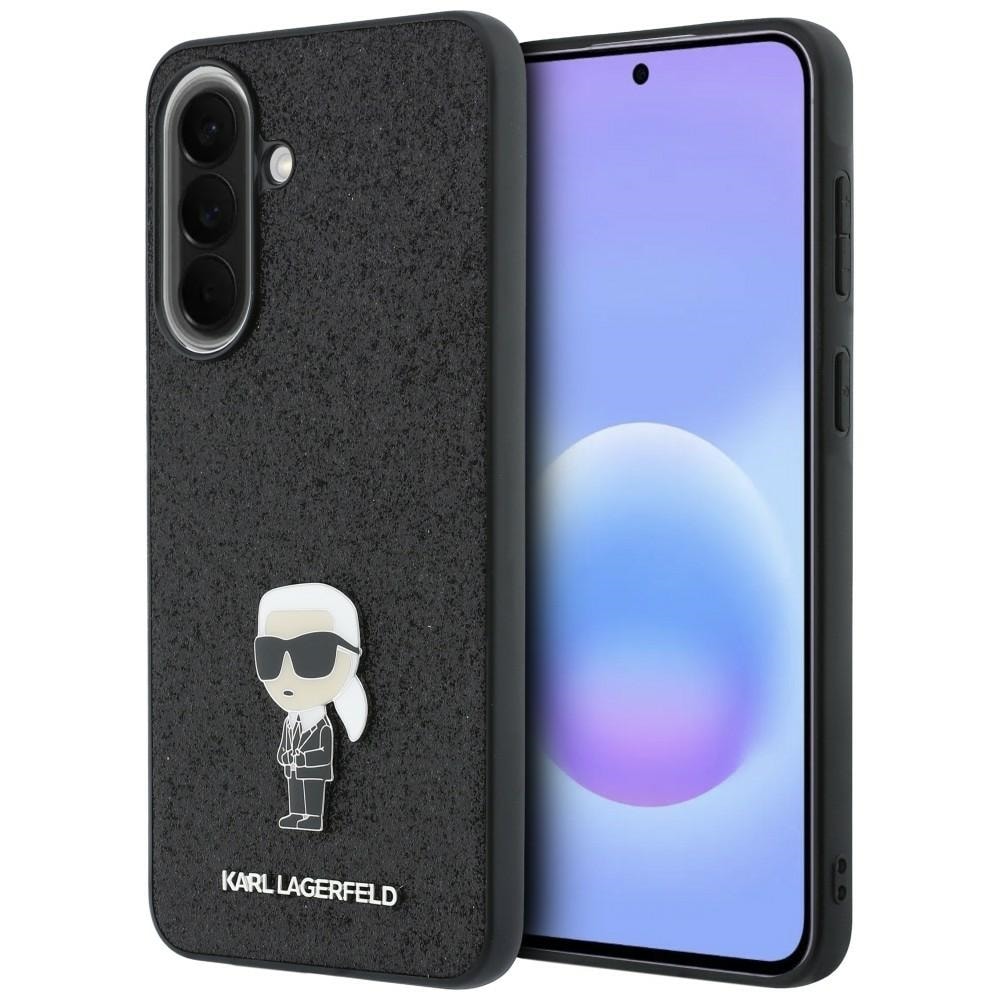 Karl Lagerfeld metallpin med fastsatt glitter og ikonisk logo til Samsung Galaxy A57 5G – svart