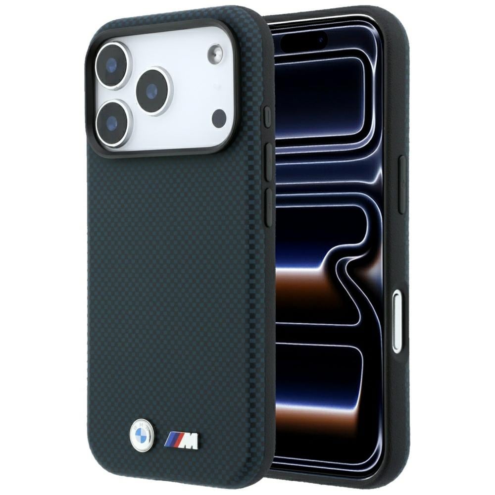 BMW M Quadrille Kevlar-metalllogo MagSafe-etui til iPhone 17 Pro / 18 Pro – marineblå