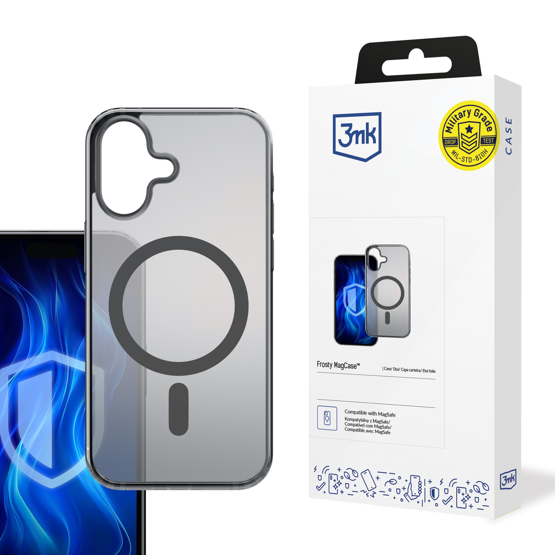3mk Frosty MagCase til iPhone 16 Plus – svart