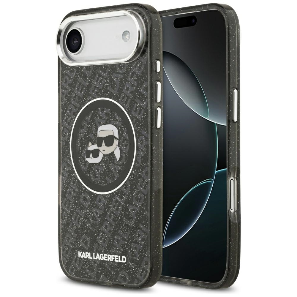 Karl Lagerfeld IML Glitter Karl & Choupette-hoder-logo MagSafe iPhone Air-etui – svart