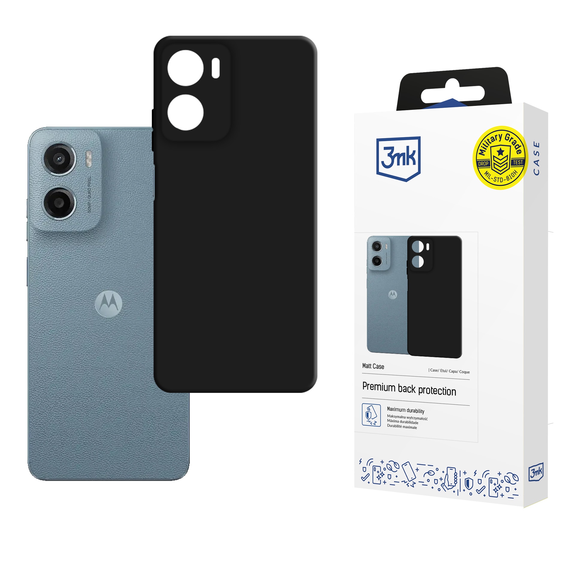 3mk matt deksel til Motorola Moto G05 / E15 G4 – matt svart