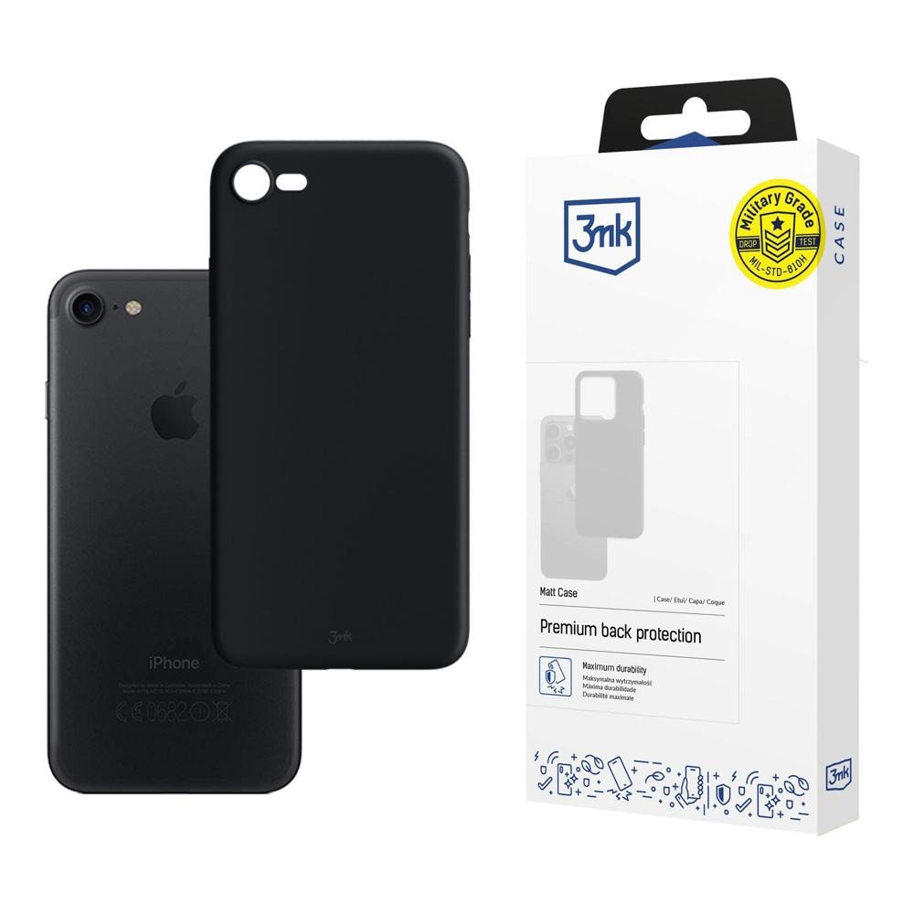 3mk matt deksel til iPhone 7 / 8 / SE 2020 / SE 2022 – svart
