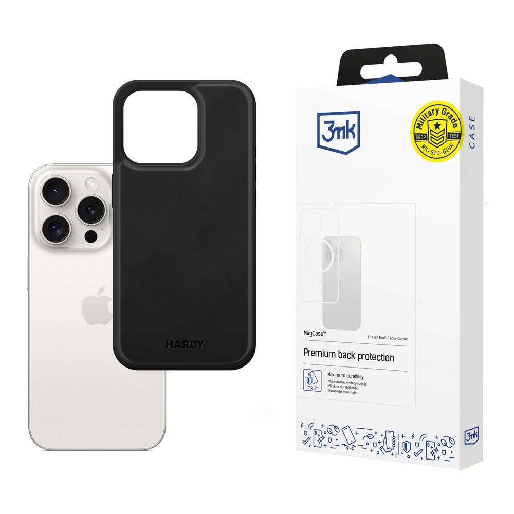 3mk Hardy Apple Silky Leather MagCase til Apple iPhone 15 Pro Max – svart