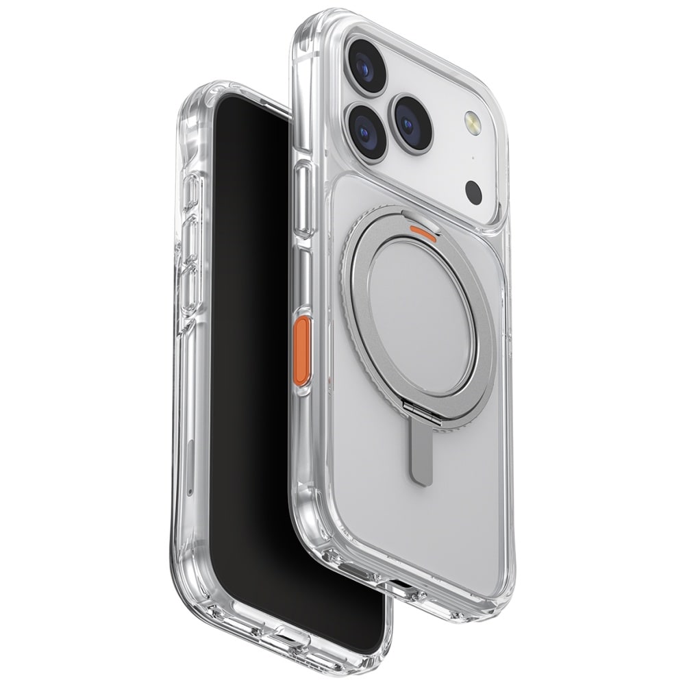 Uniq Swivix 360 roterende etui med støttefot til iPhone 17 Pro – gjennomsiktig