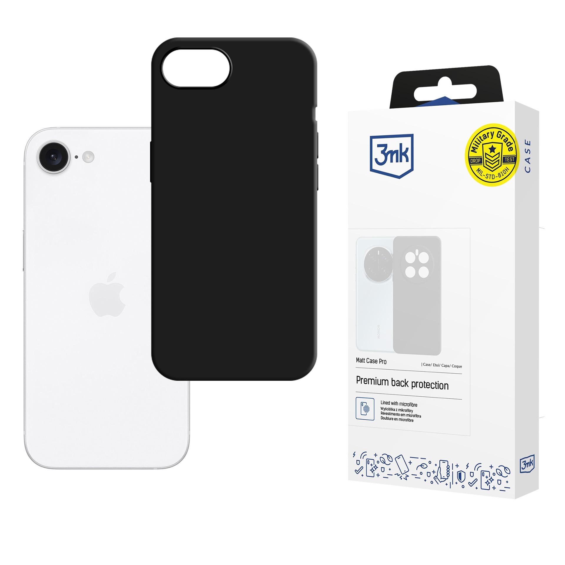 3mk Matt Case Pro til Apple iPhone 16E – matt svart