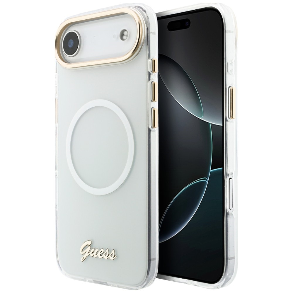 Guess IML Gradient Script Metal MagSafe-etui til iPhone Air – Hvit