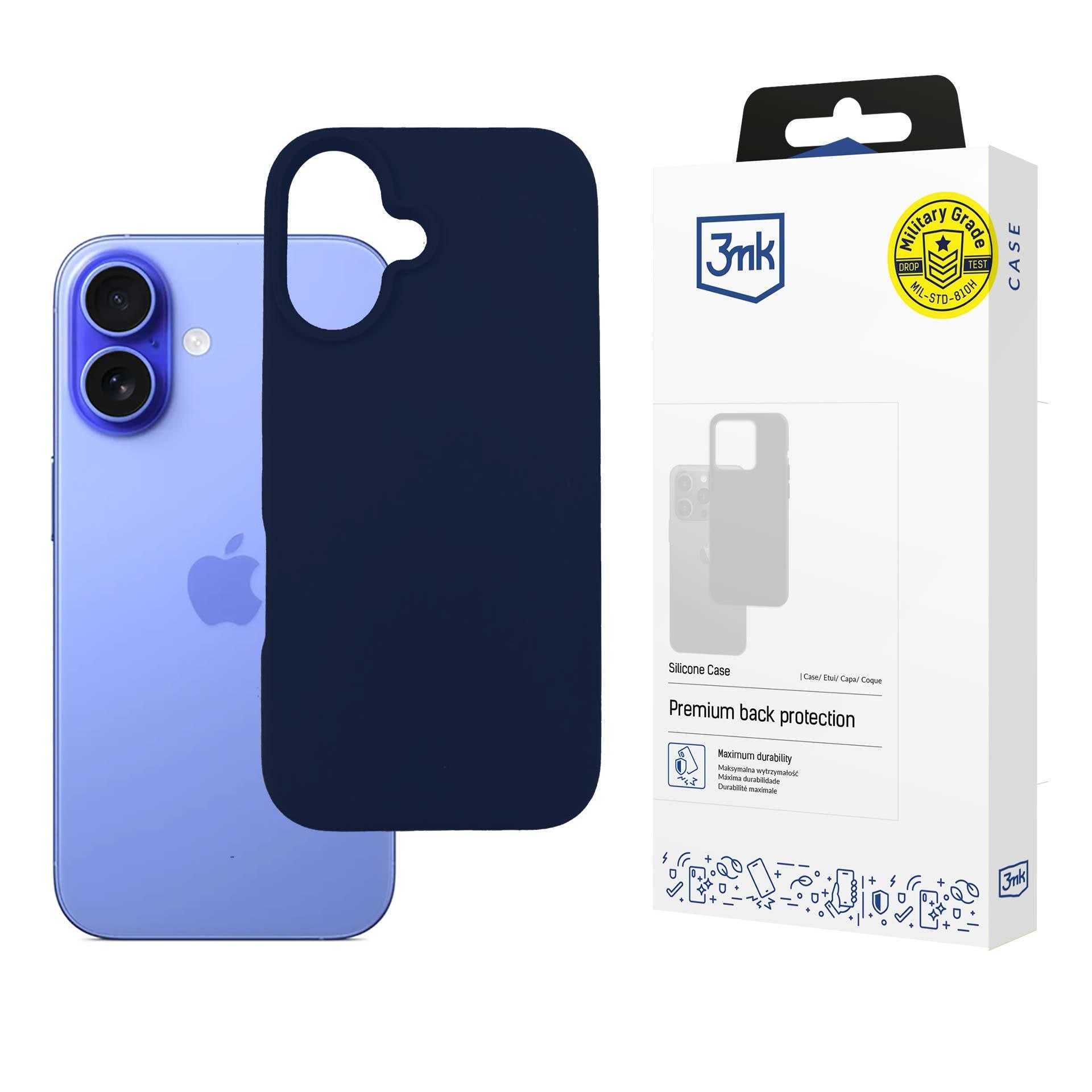 3mk silikonetui til iPhone 16 Plus – marineblå