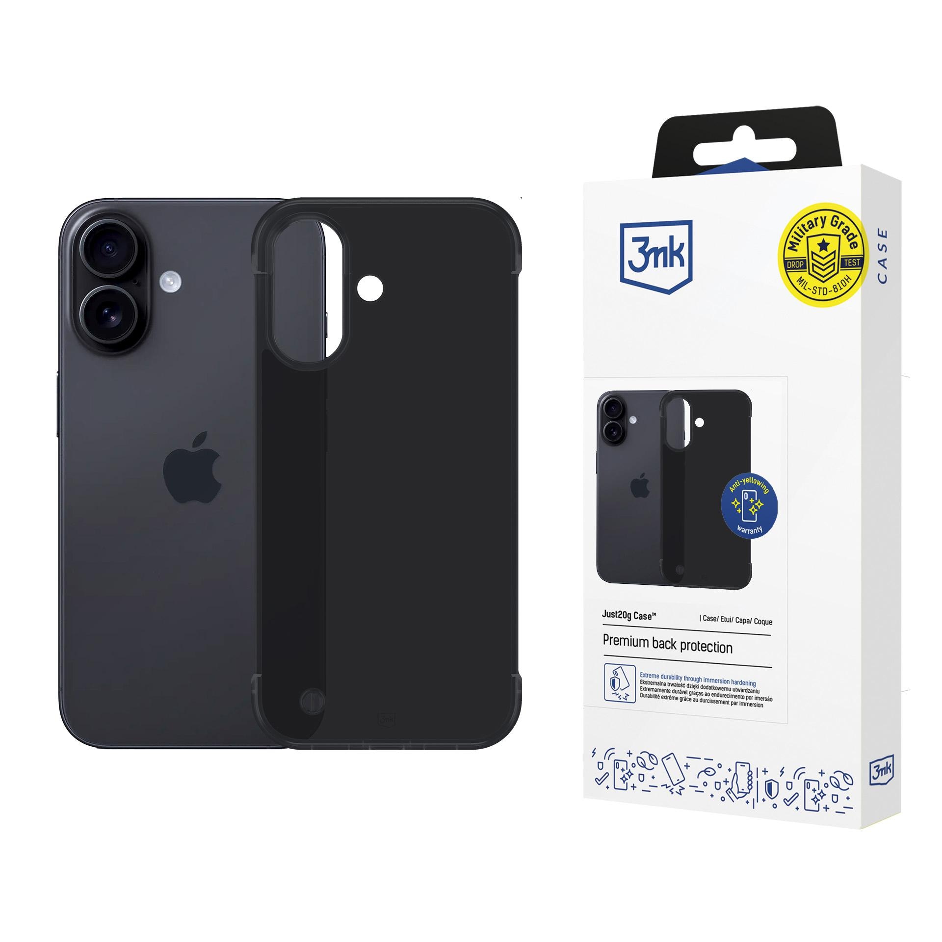 3mk Just20g matt deksel til Apple iPhone 16 Plus – matt svart
