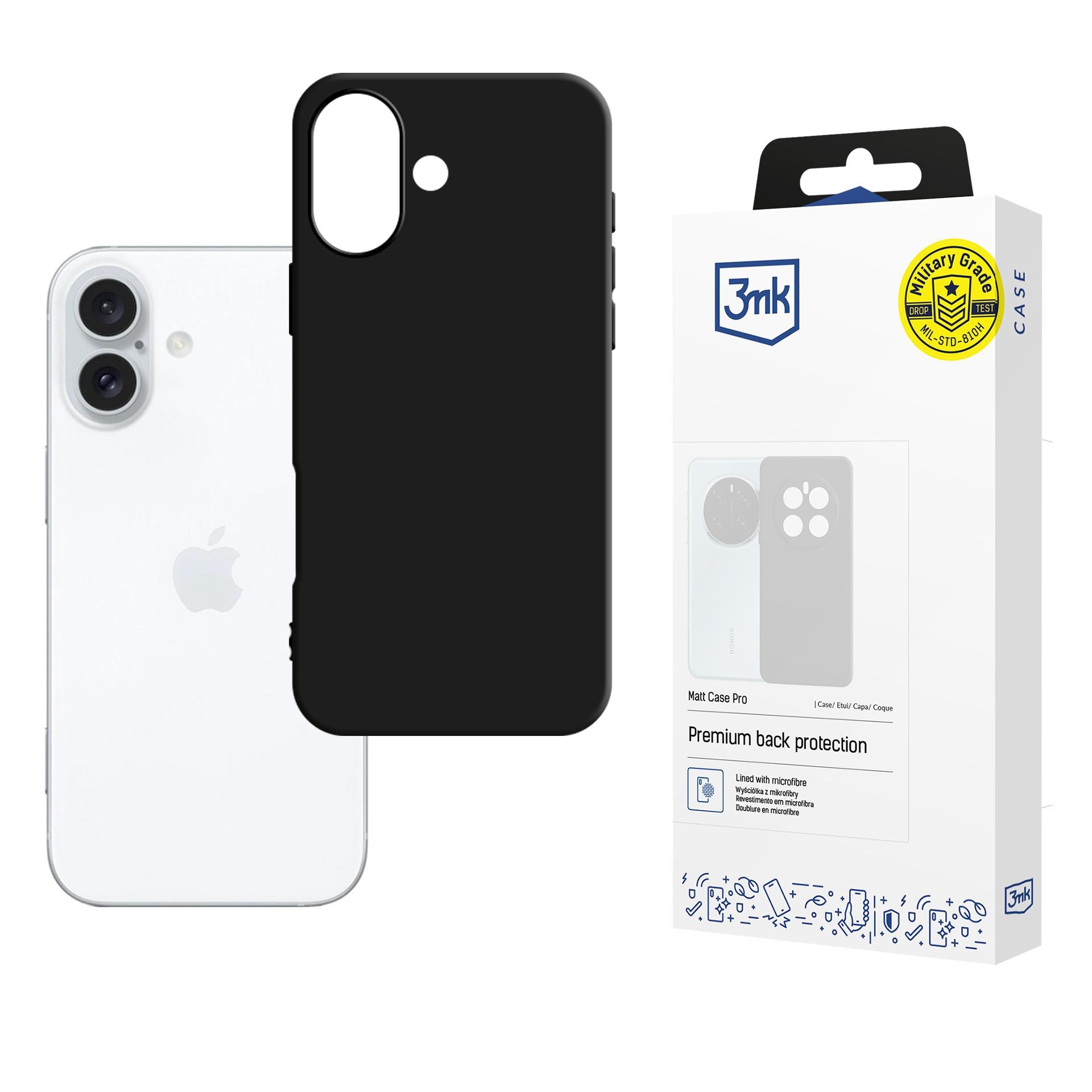 3mk Matt Case Pro til iPhone 16 – matt svart