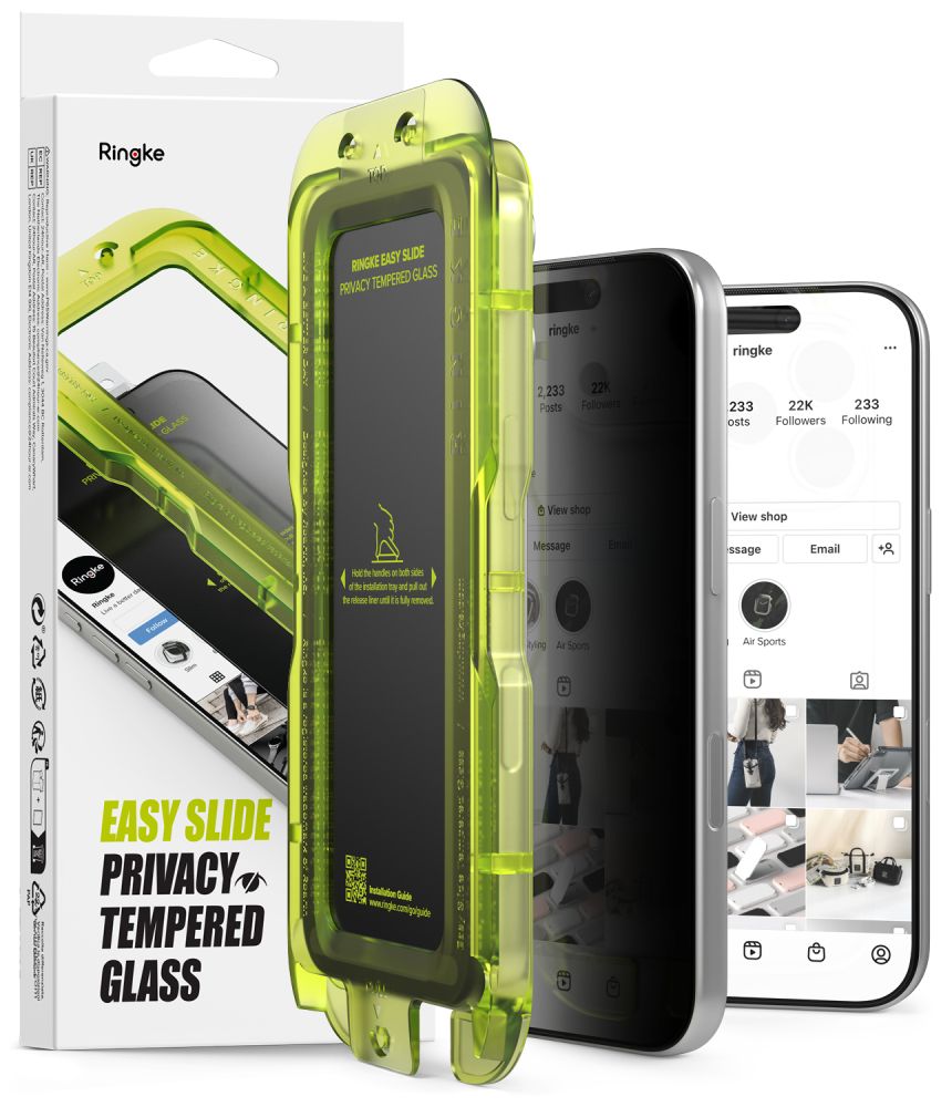 Ringke Easy Slide Privacy – 2-pakning med herdet glass til iPhone 18 Pro Max