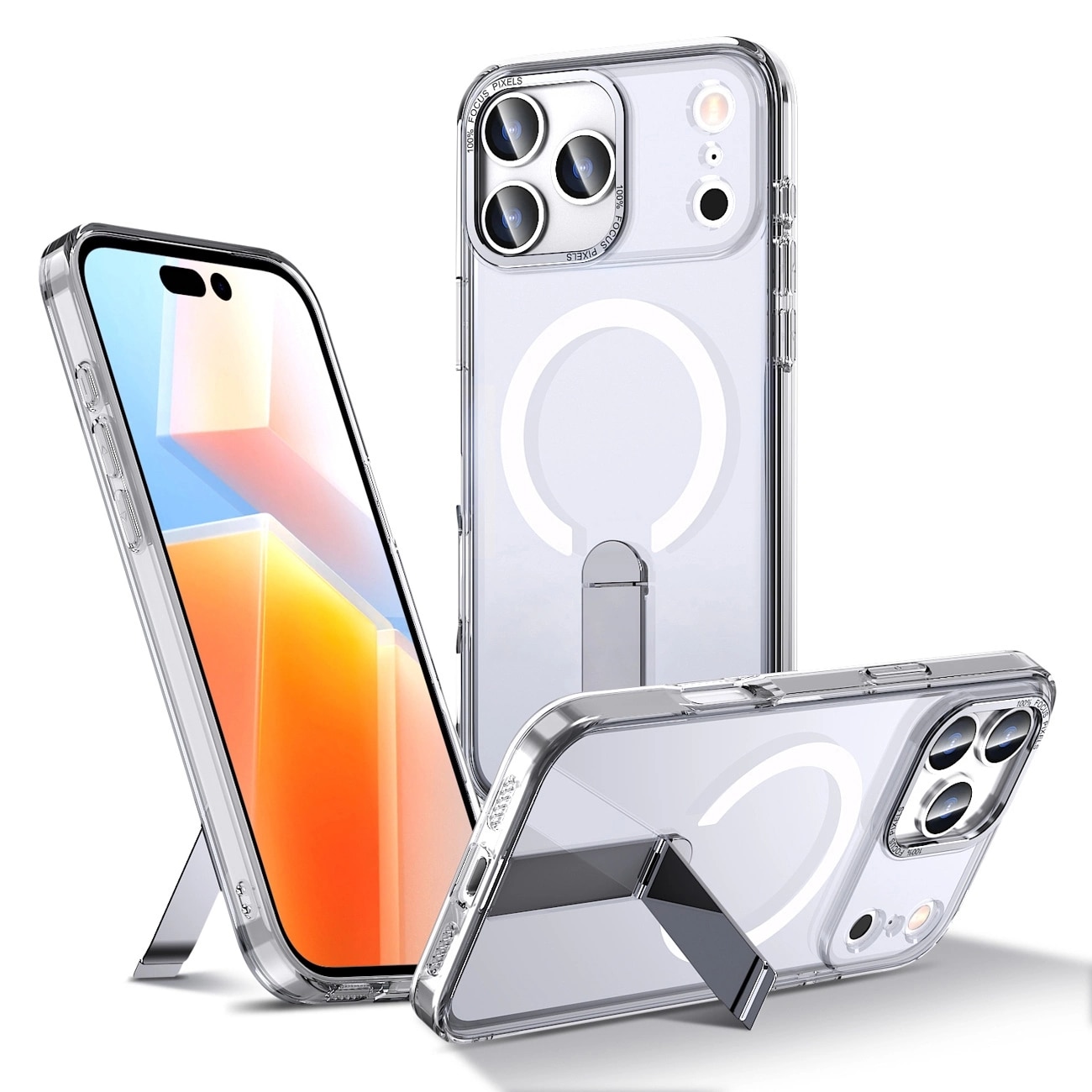 Hybrid Armor X-etui til Samsung Galaxy S25 FE med stativ, kompatibelt med MagSafe – gjennomsiktig
