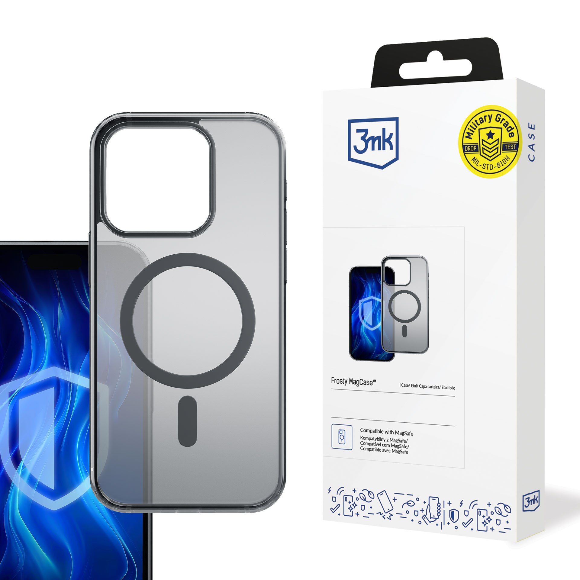 3mk Frosty MagCase Black til iPhone 16 Pro – svart