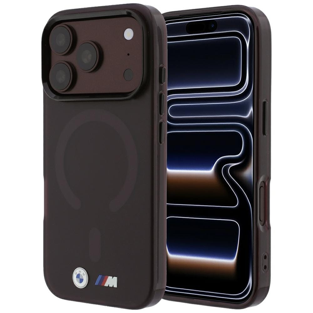 BMW M IML frostet metall-logo og dekor, MagSafe-etui til iPhone 17 Pro / 18 Pro – burgunder
