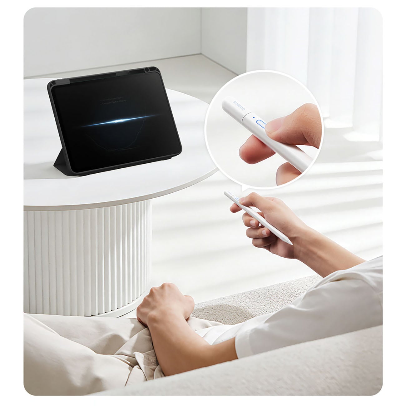 Baseus Smooth Writing PS3 Air Bluetooth-aktiv stylus til iPad – hvit