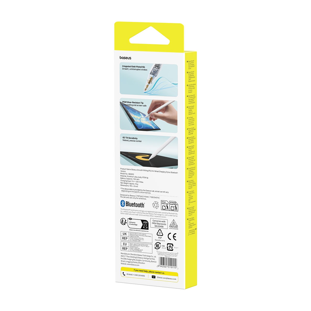 Baseus Smooth Writing PS3 Air Bluetooth-aktiv stylus til iPad – hvit