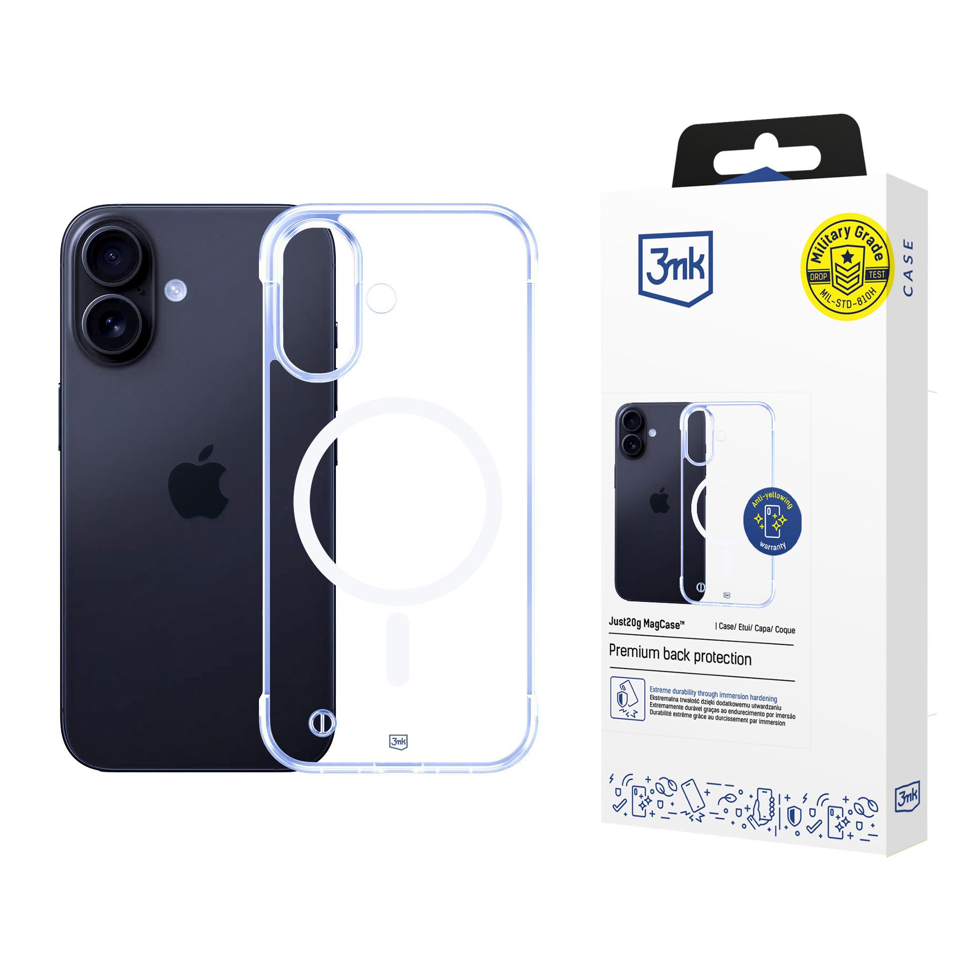 3mk Just20g MagCase til iPhone 16 Plus – gjennomsiktig