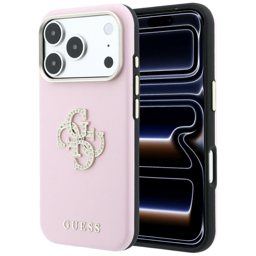Guess Smooth & Big Strass Logo-etui til iPhone 18 Pro / 17 Pro – Rosa