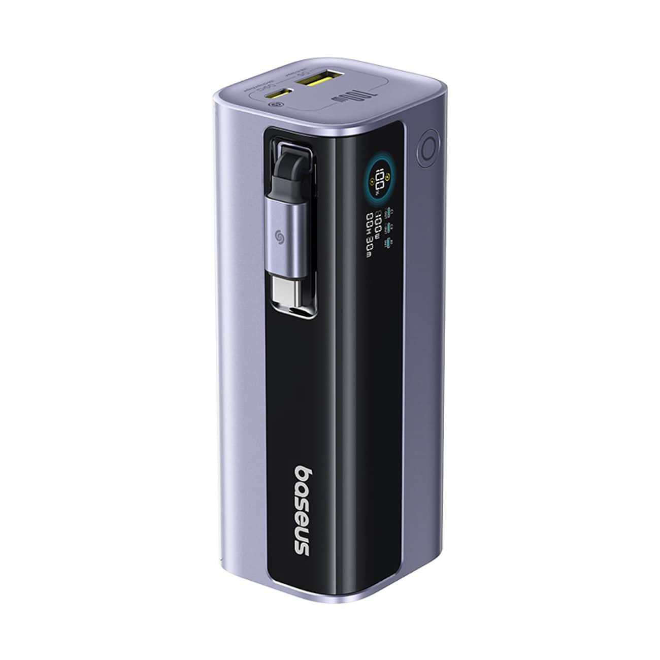 Baseus EnerGeek GR11 10 000 mAh 100 W powerbank med uttrekkbar kabel – grå