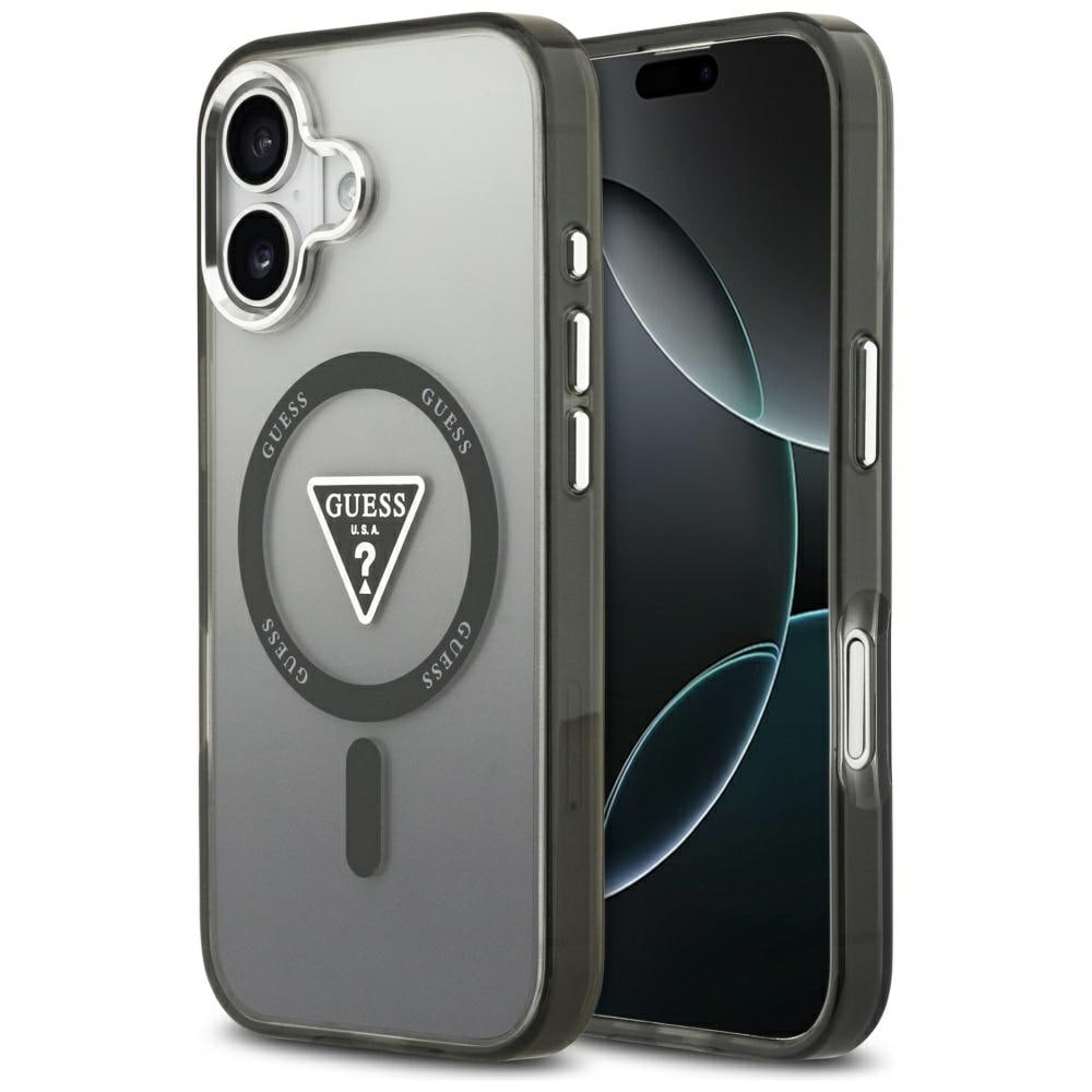 Guess IML Gradient Triangle Logo MagSafe-etui til iPhone 17 – svart