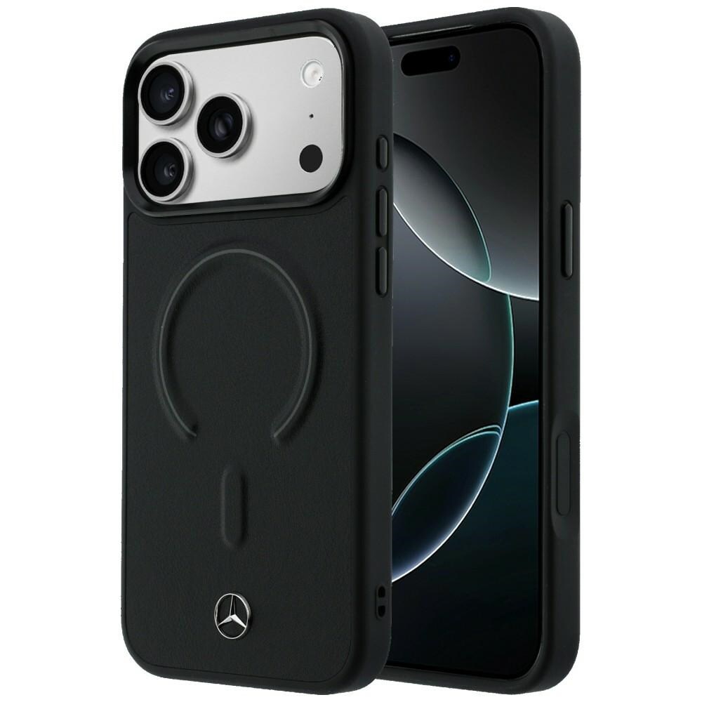 Mercedes 3D MagSafe-etui i skinn til iPhone 17 Pro Max – svart