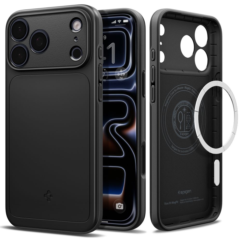 Spigen Thin Fit MagSafe-etui til iPhone 18 Pro / 17 Pro – svart