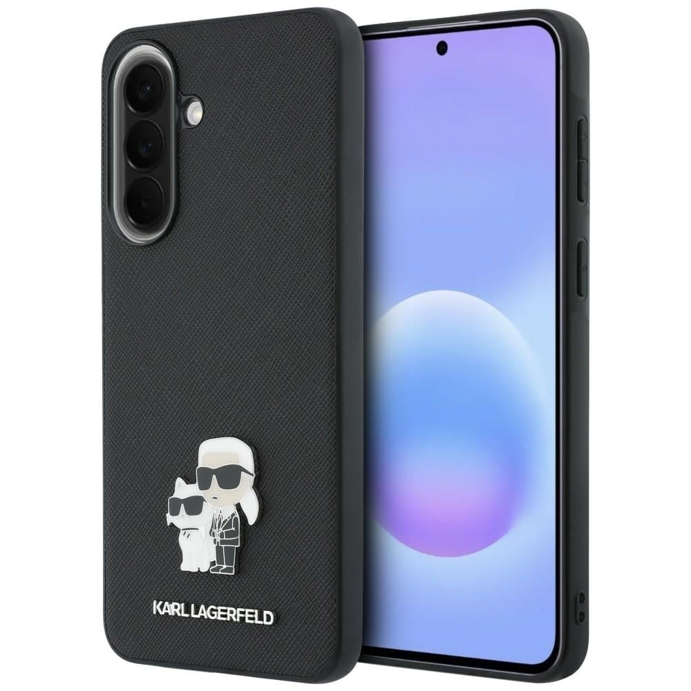 Karl Lagerfeld Saffiano-etui med K&C-logo i metall til Samsung Galaxy A57 5G – svart